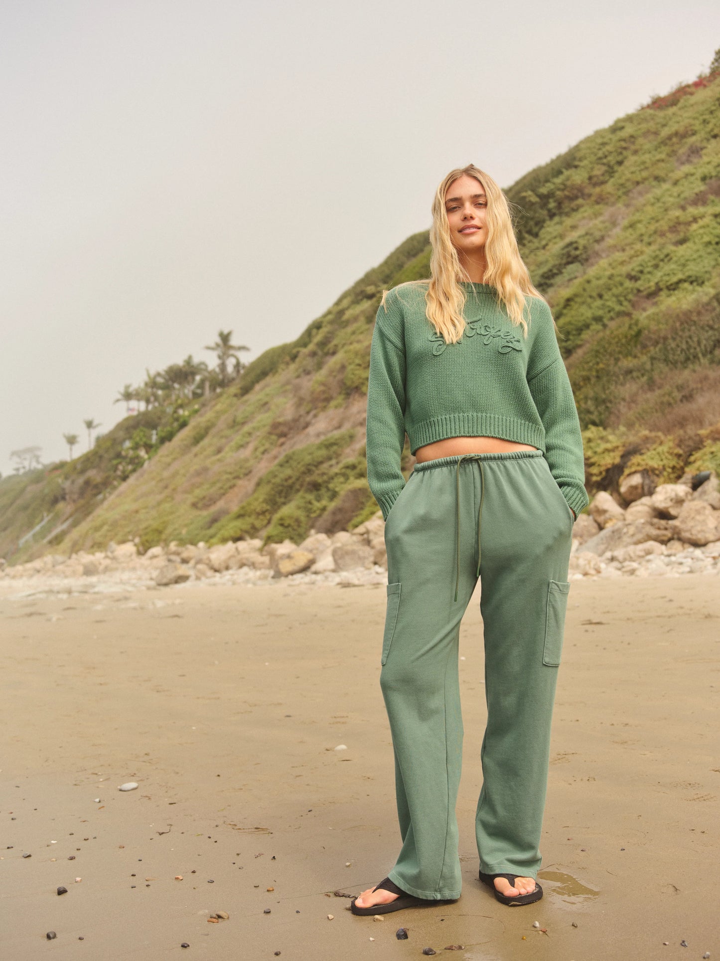 Sundry Crop Boatneck Sweater