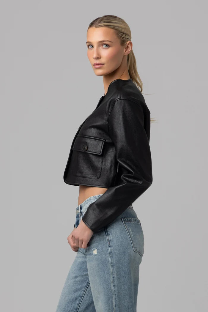 Blank NYC Collarless Cropped Blazer Jacket