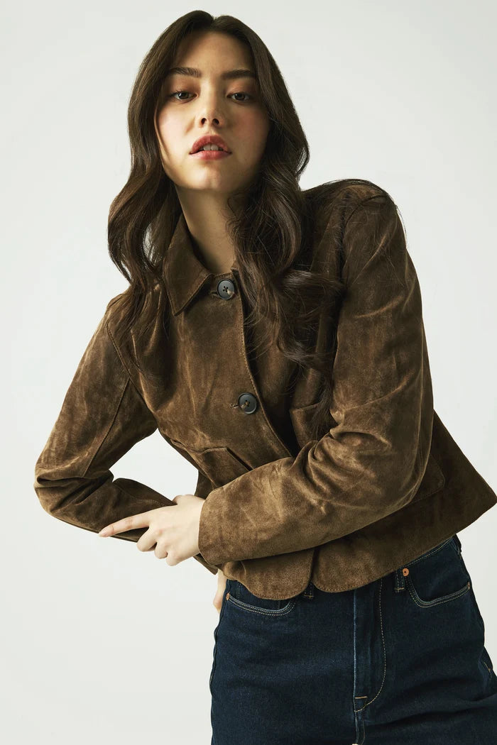 Blank NYC Real Suede Cropped Jacket
