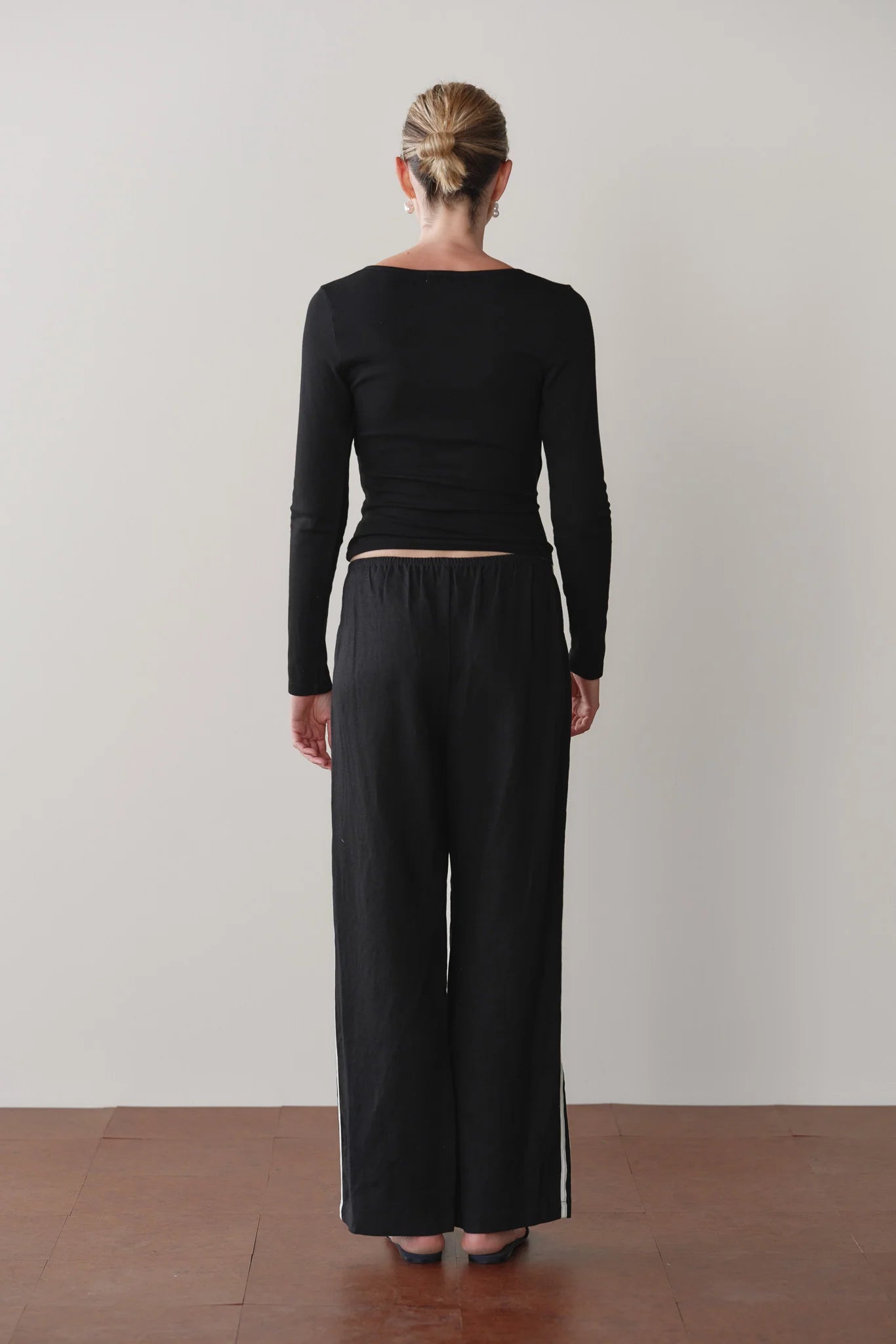 Donni The Linen Crop Racer Stripe Pant