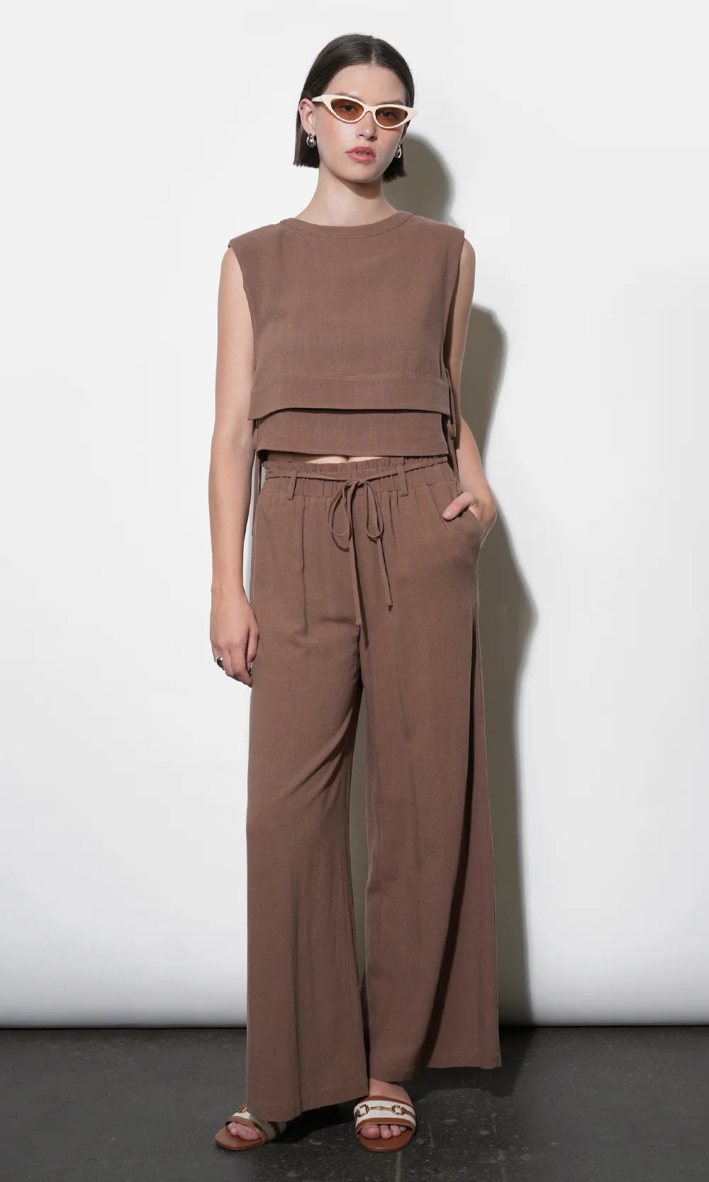 Greylin Luna Double Layer Side Tie Top