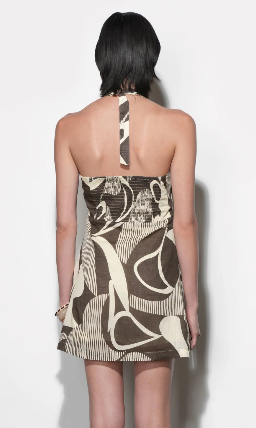 Greylin Hannah Side Pleated Halter Mini Dress