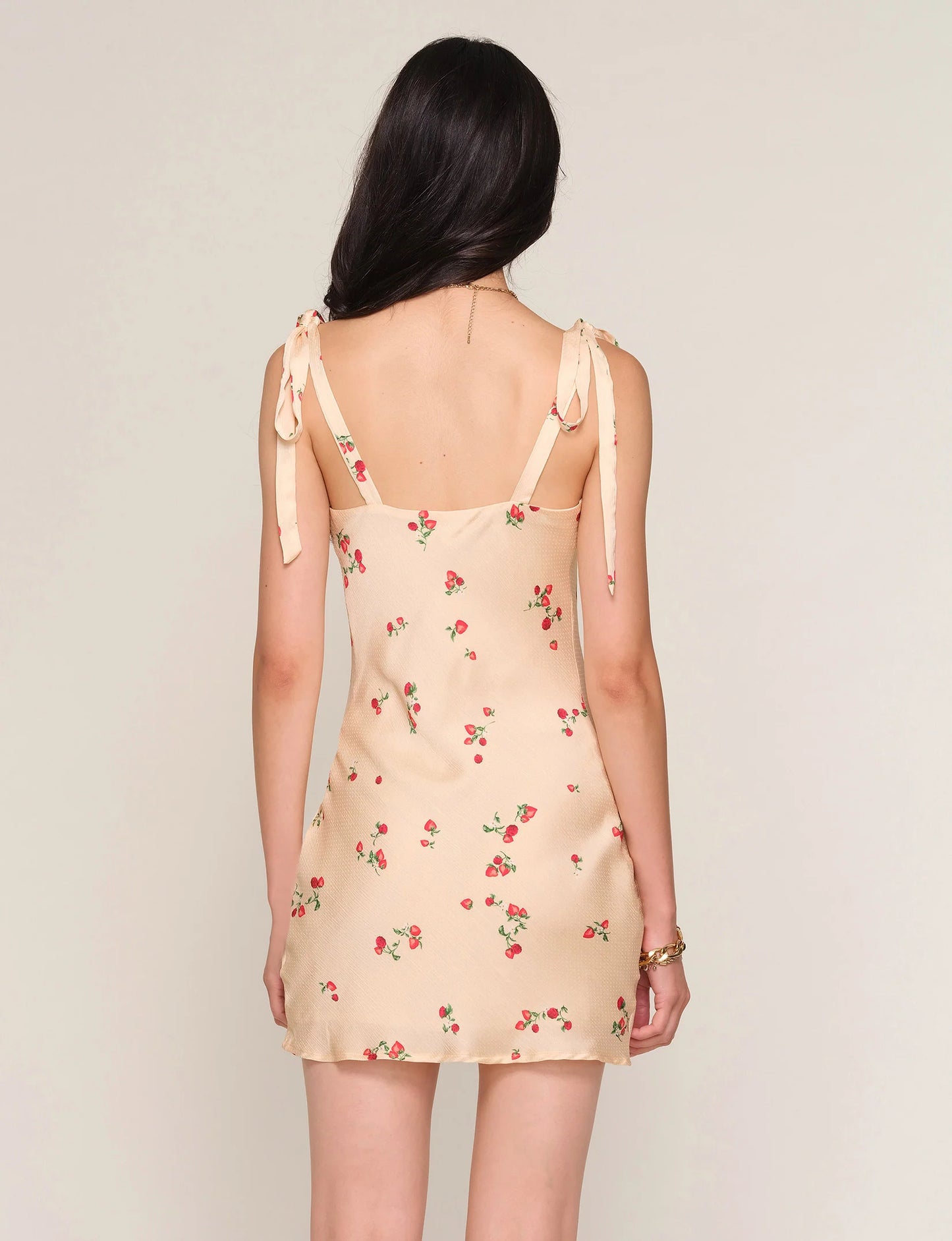 Heartloom Ami Shoulder Tie Strawberry Mini Dress