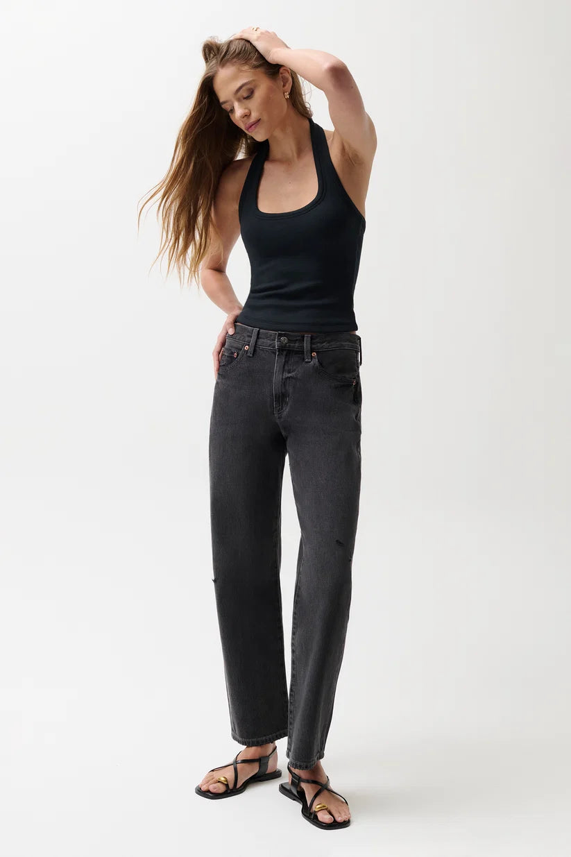 Pistola Lexi Mid Rise Bowed Straight Leg Mercury