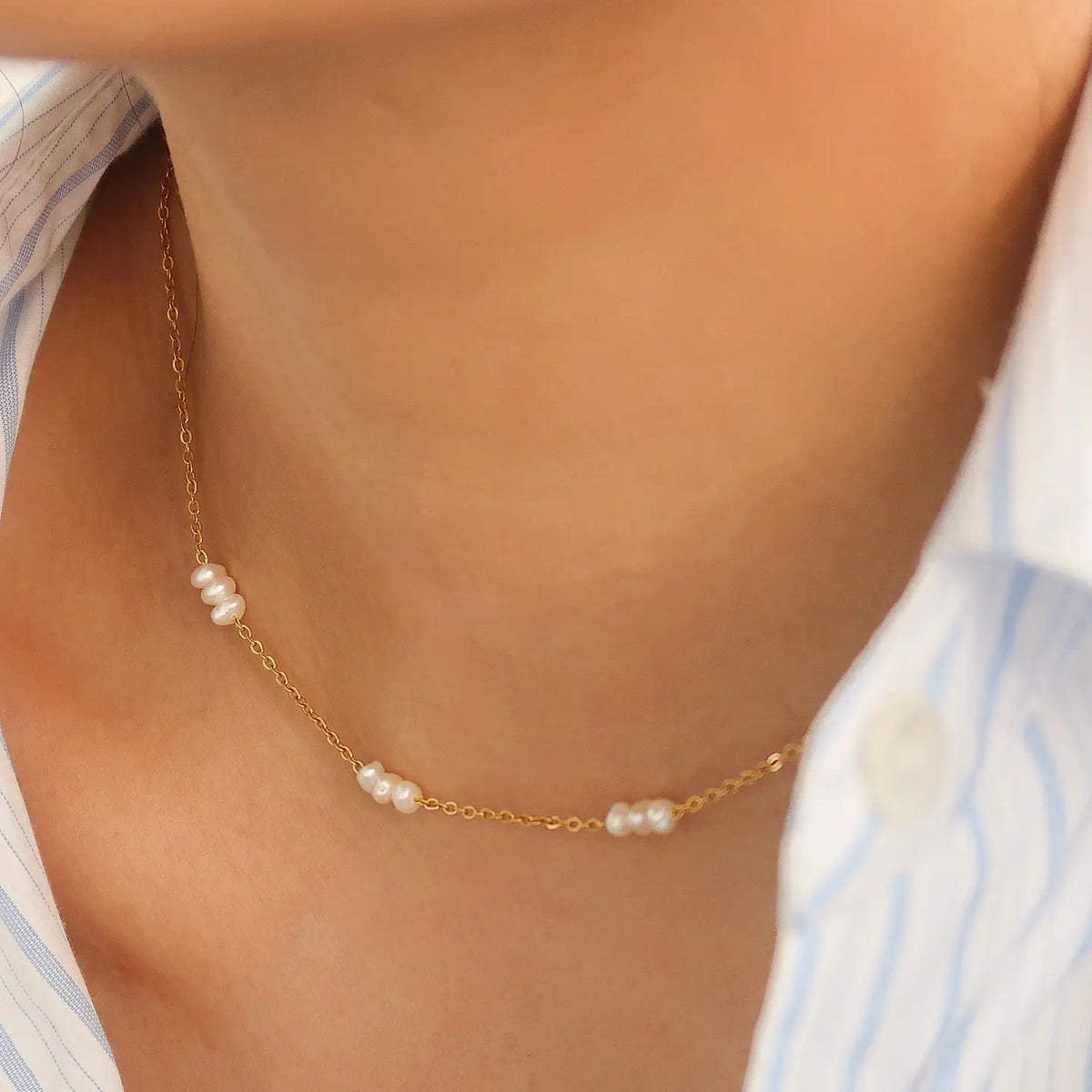 Flânerie 18K Non-Tarnish Petite Pearl Choker