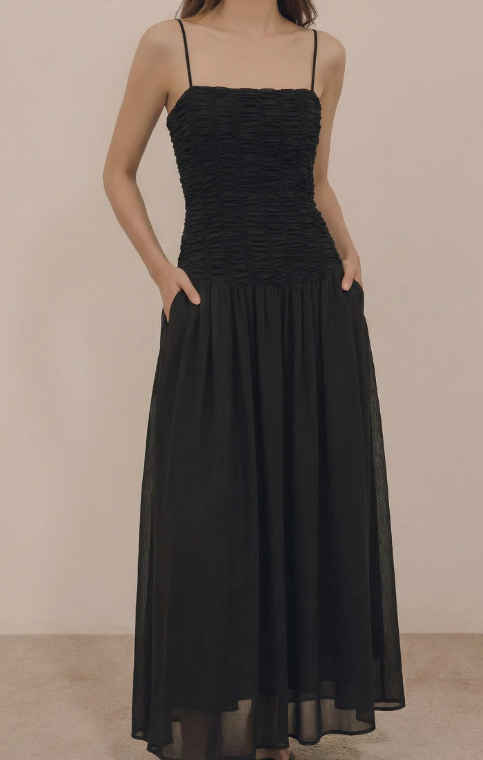 Reset Smock Straight Drop Waist Midi Dress