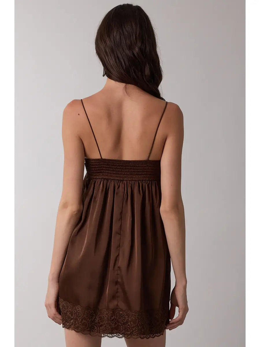 Sky To Moon Satin Dark Color Twisted Sweetheart Mini Dress