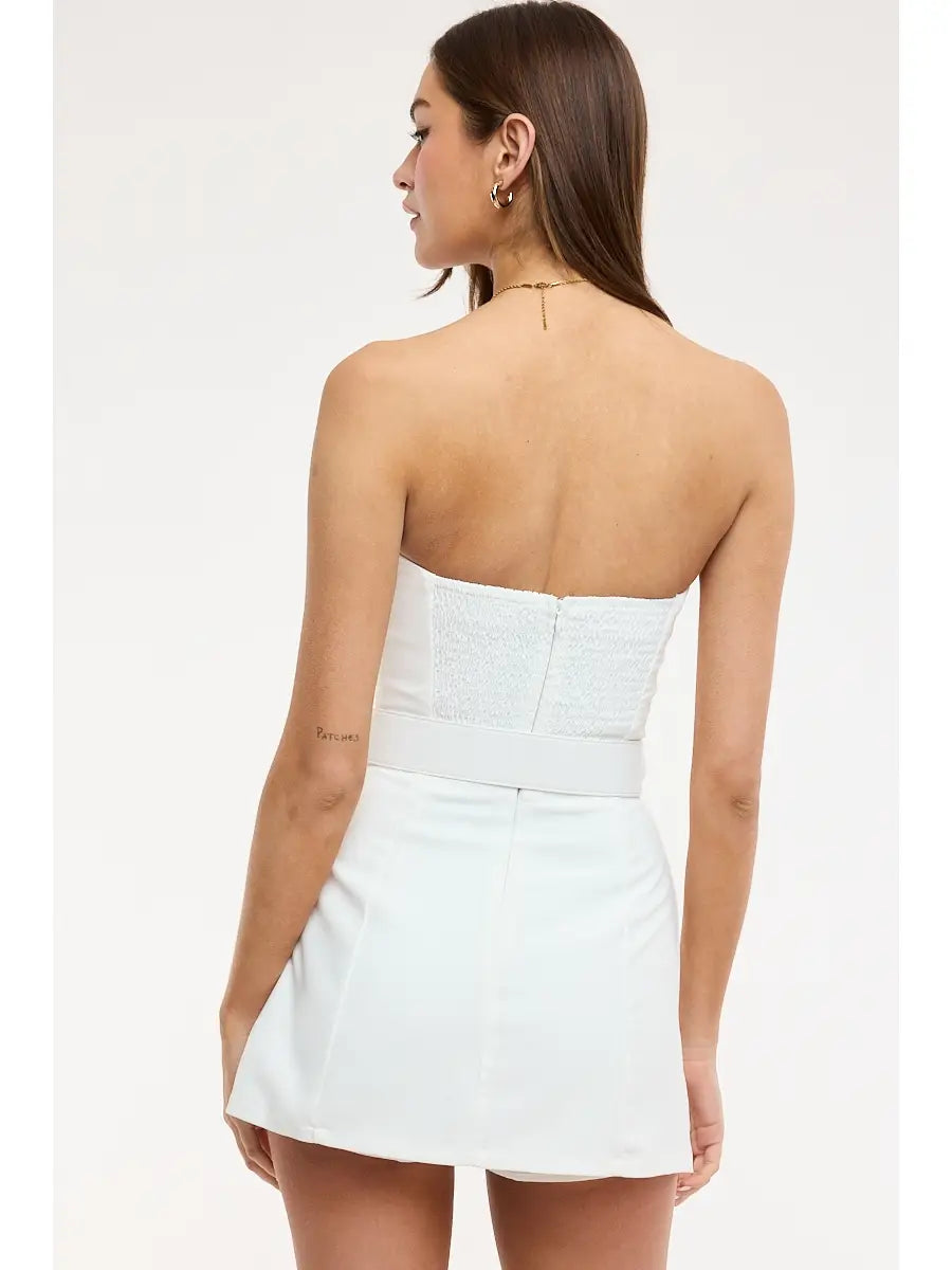 Sky To Moon Vivid Solid Color Waist Belt Fit-in Mini Dress