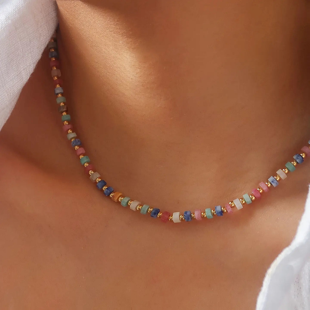 Flanerie Tave 18K Gold Non-Tarnish Petite Beaded Necklace