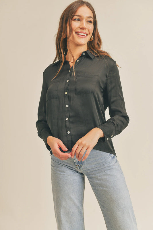 Reset Button Down L/S Blouse
