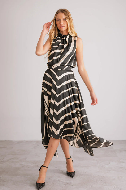 Lavender Brown Rebecca Stripe Halter Top