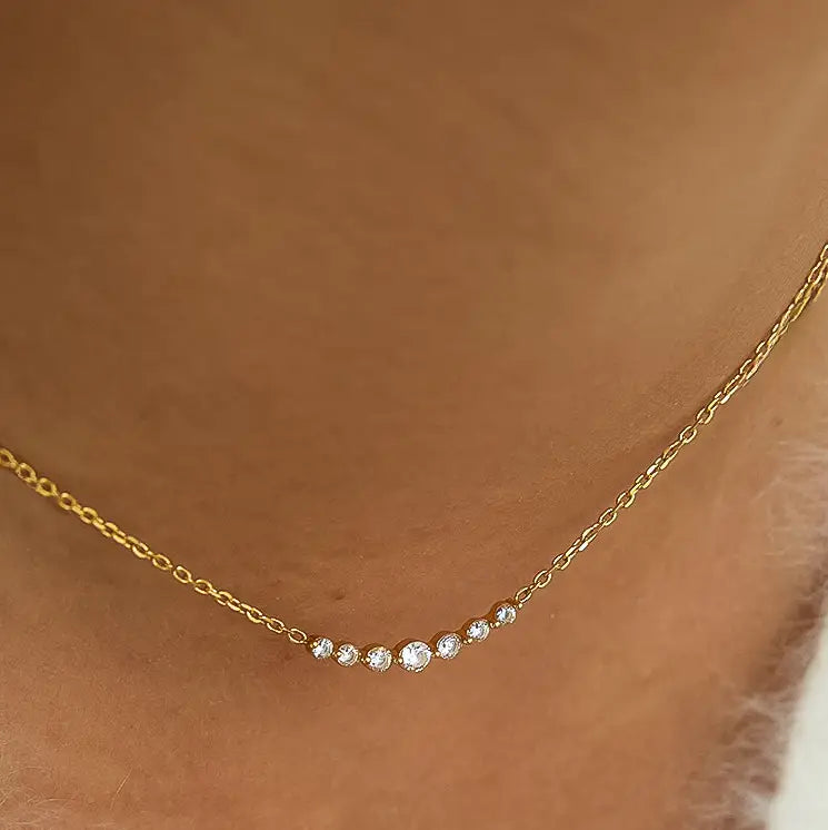 Flanerie Remmi 18K Gold Non-Tarnish Crystal Station Chain Necklace