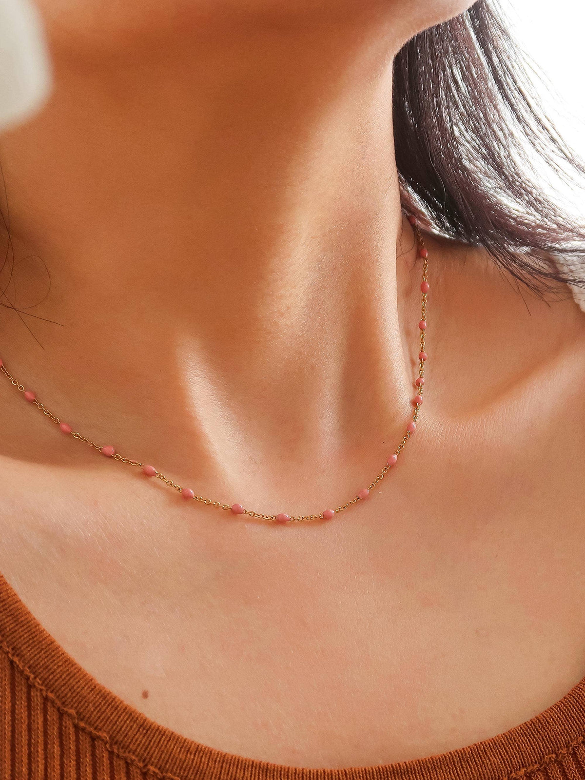 Soleil 18K Gold Non-Tarnish Beaded Petite Chain Necklace