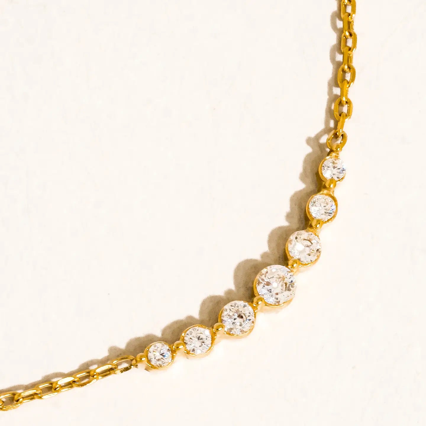 Flanerie Remmi 18K Gold Non-Tarnish Crystal Station Chain Necklace