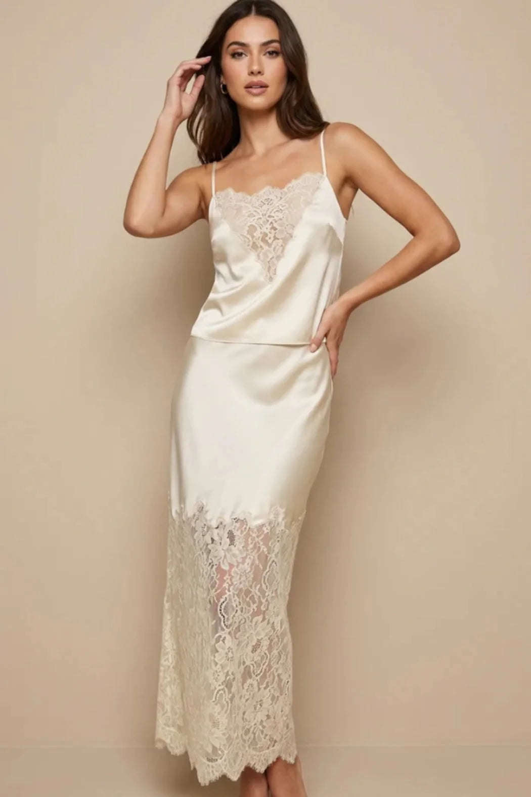 Reset Lace V Neck Silk Cami