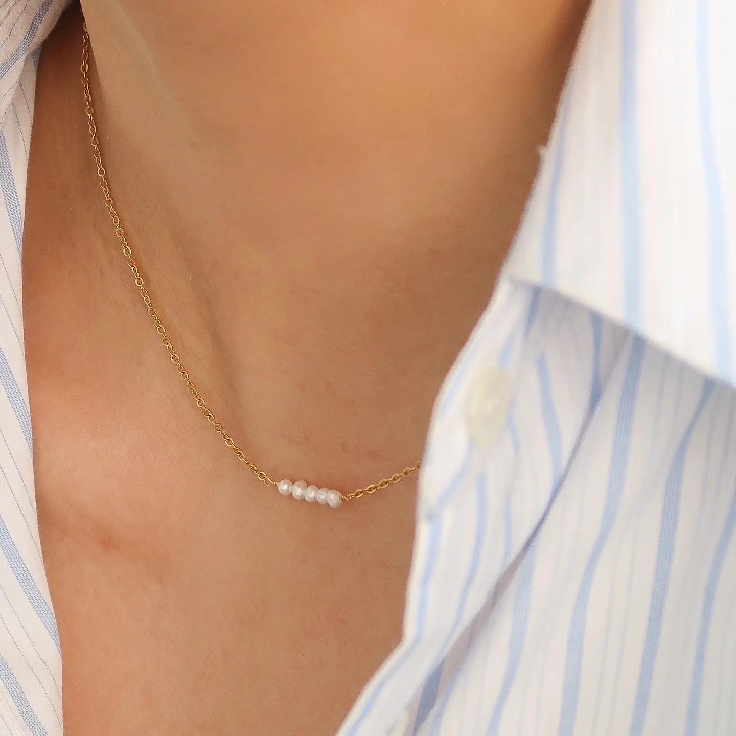 Flanerie 18K Non-Tarnish Petite 3 Pearl Choker
