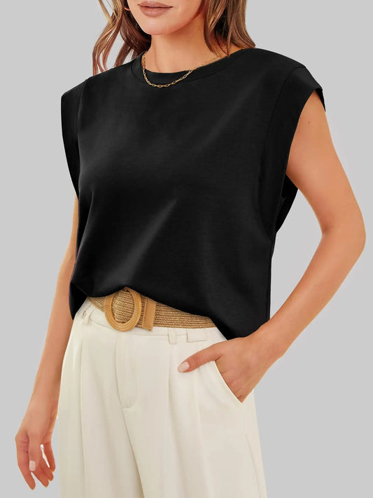 Rosa Round Neck Cap Sleeve Cami Tank Top