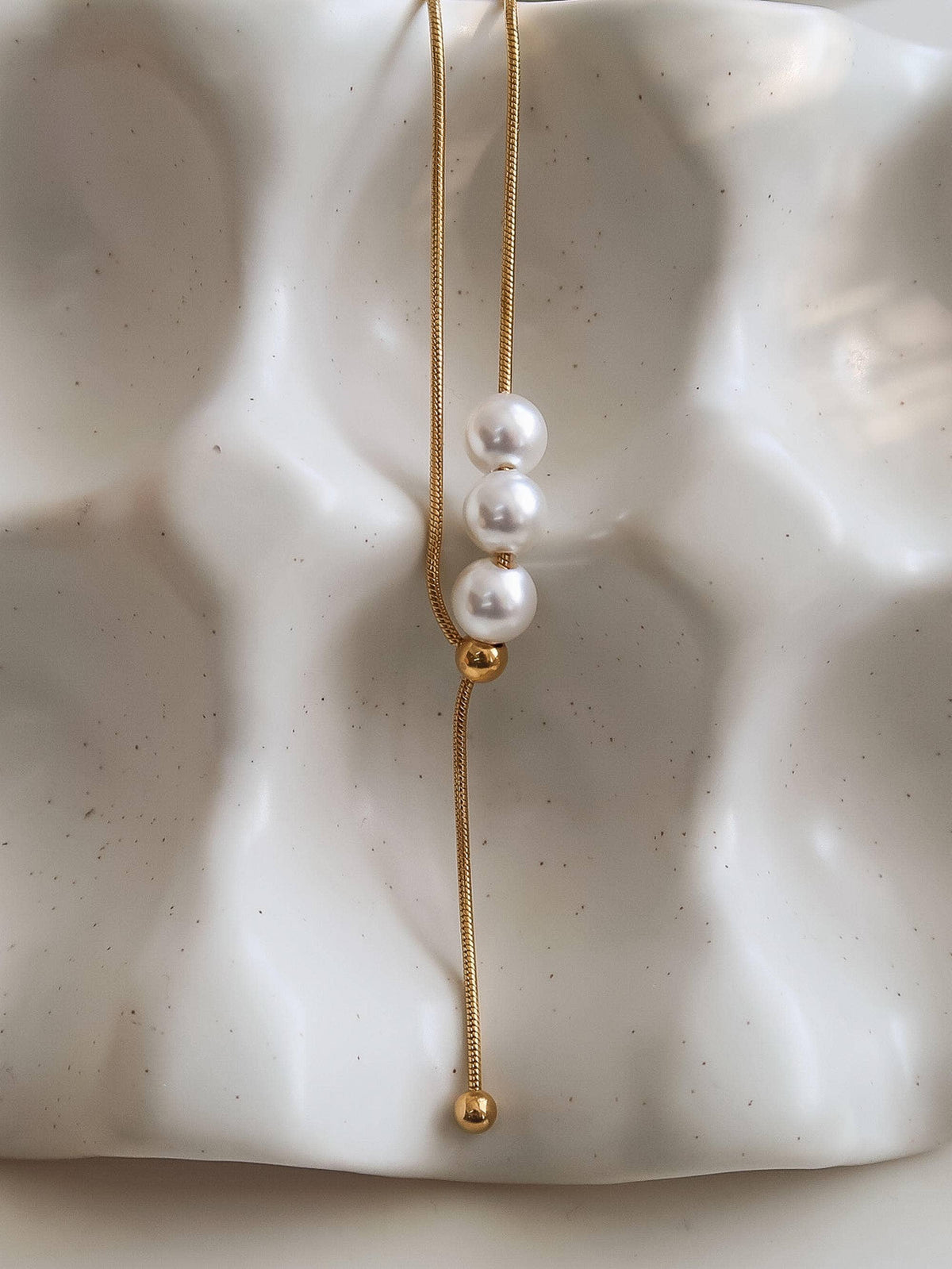 Montana 18K Gold Non-Tarnish Pearl Y Drop Sweater Necklace