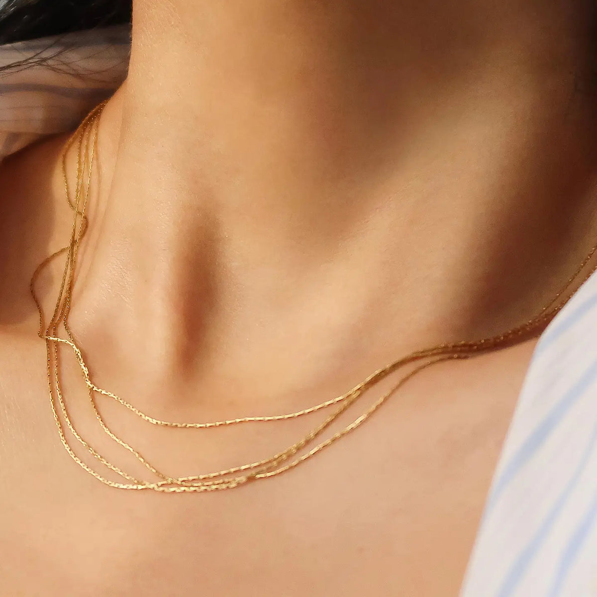 Flanerie Palisse 18K Gold Non-Tarnish Layered Dainty Chain Necklace