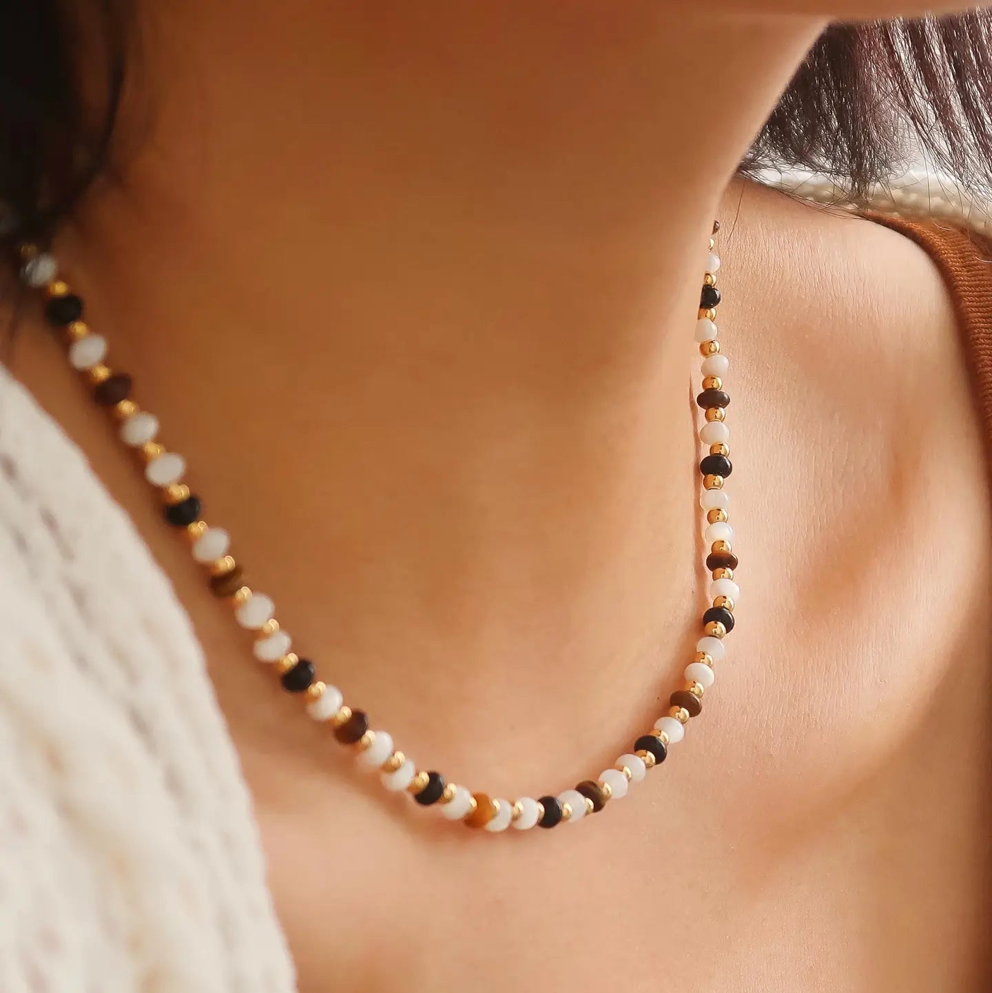 Flanerie Arrow 18K Gold Non-Tarnish Boho Beaded Necklace