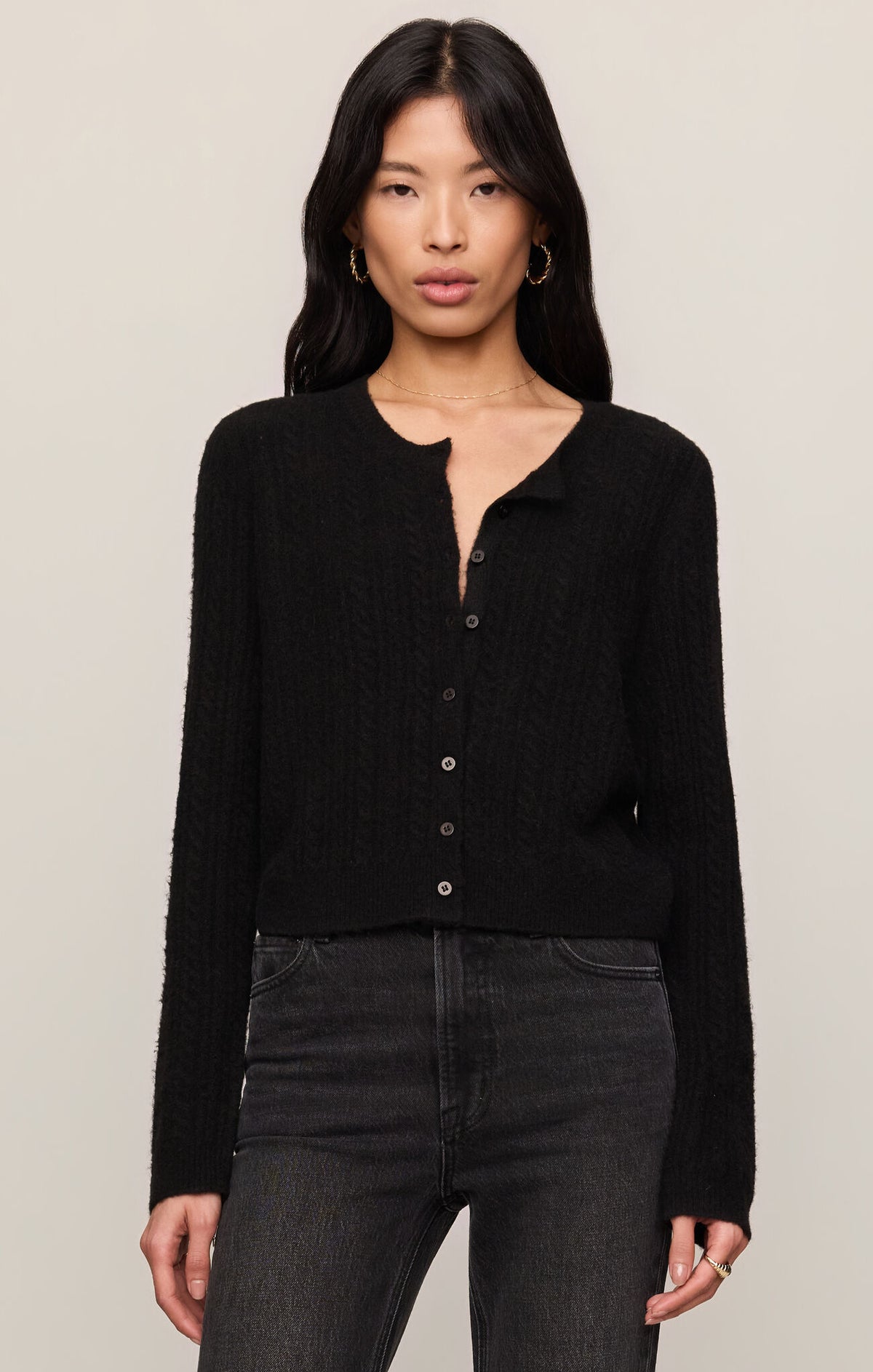 ZSupply Medina Pointelle Cardigan Black