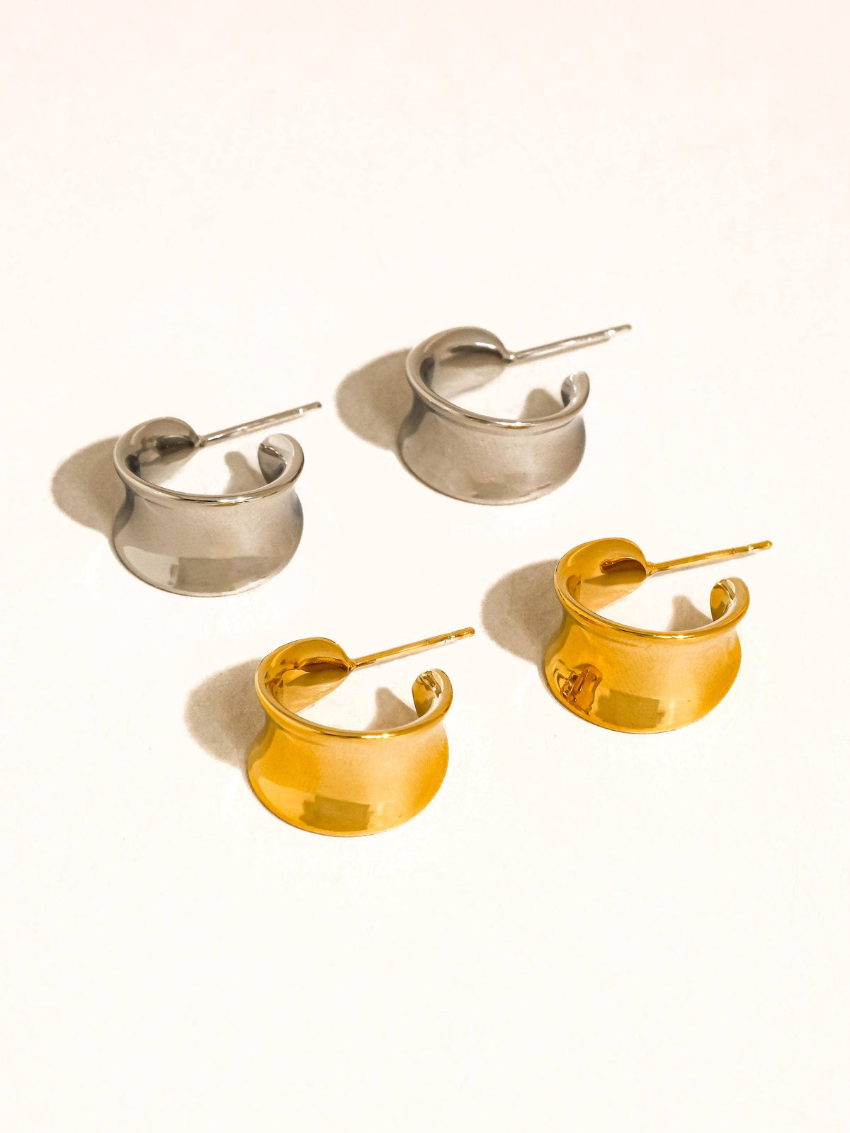 Yvaine 18K Gold Non-Tarnish Wide Dome Hoop Earrings