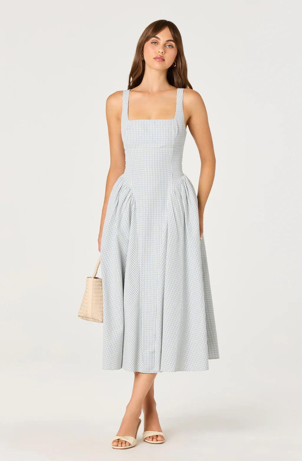 ASTR The Label Vinya Plaid Bow-Back Midi Dress