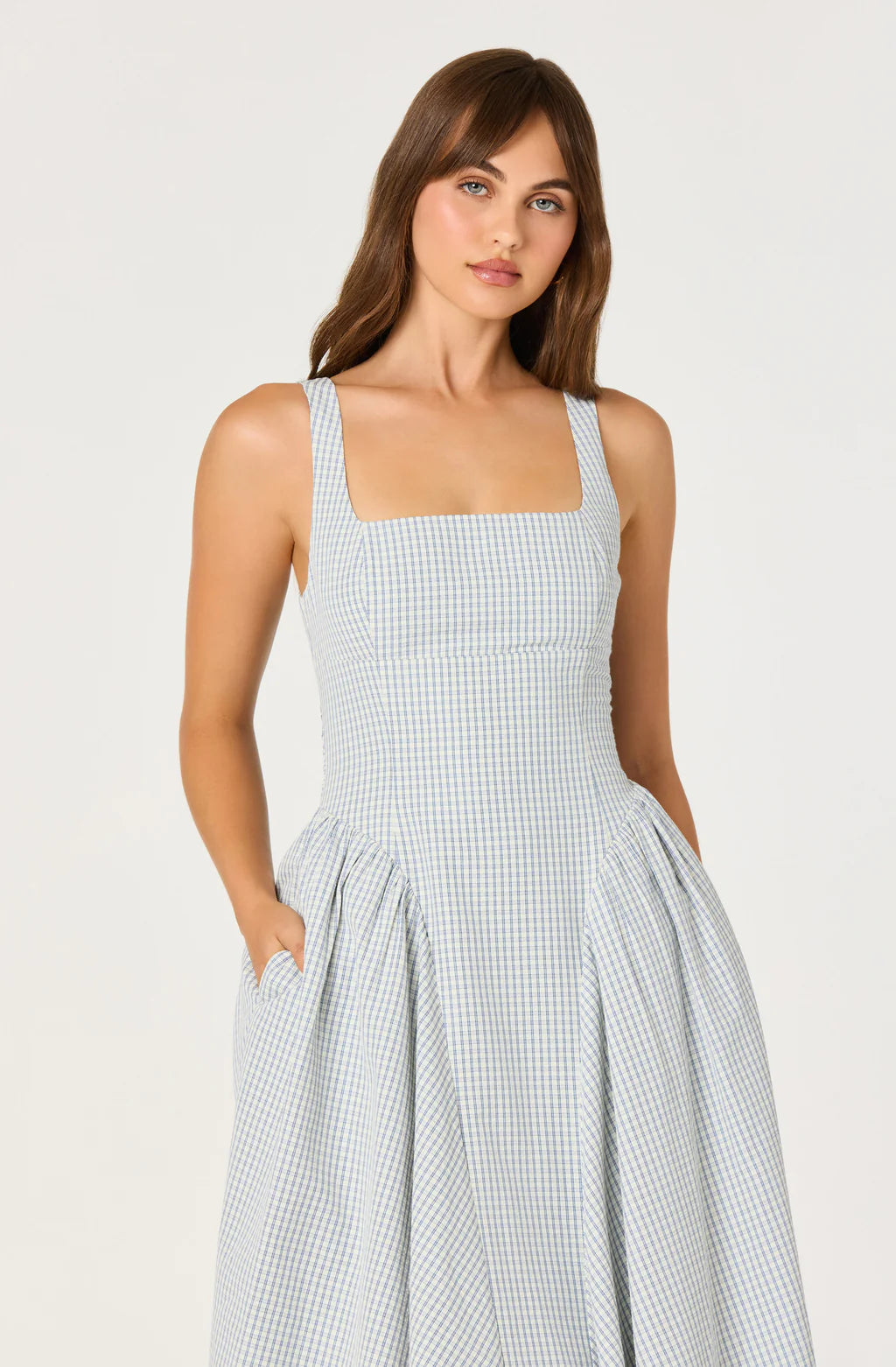 ASTR The Label Vinya Plaid Bow-Back Midi Dress