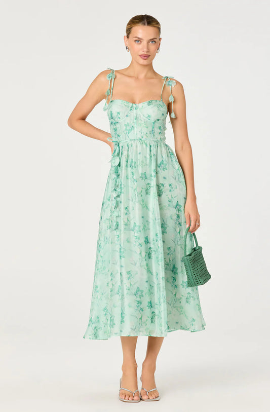ASTR Halcyon Floral Flower Appliqué Midi Dress
