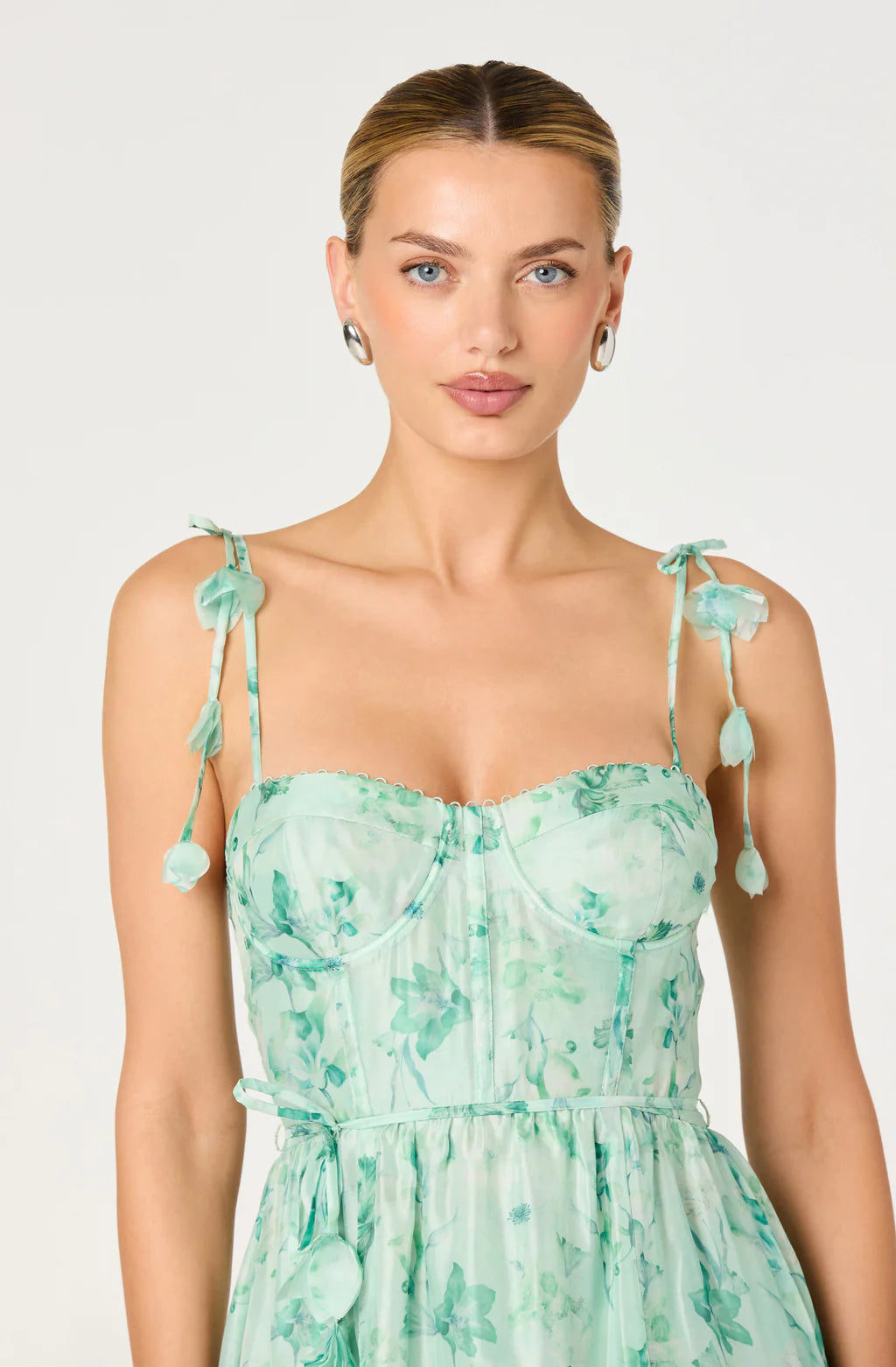 ASTR Halcyon Floral Flower Appliqué Midi Dress