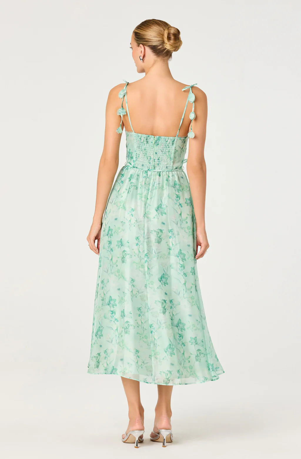 ASTR Halcyon Floral Flower Appliqué Midi Dress
