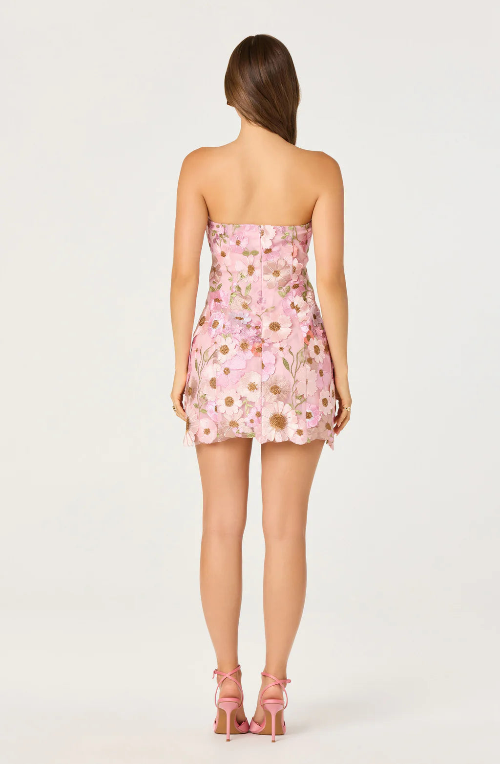 ASTR The Label Julisa Embroidered Floral Strapless Mini Dress