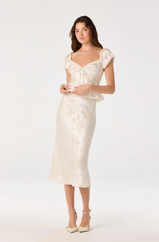 ASTR Windey Satin Midi Skirt