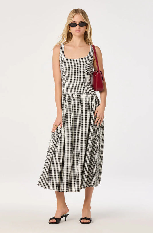 ASTR Cara Gingham Sleeveless Midi Dress