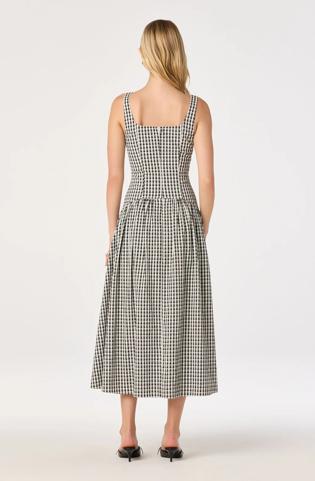 ASTR Cara Gingham Sleeveless Midi Dress
