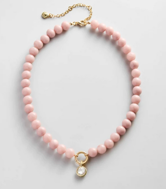 Bauble Bar Janette Beaded Ring Necklace - Light Pink Bead