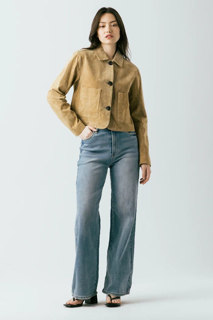Blank NYC Real Suede Cropped Blazer Jacket