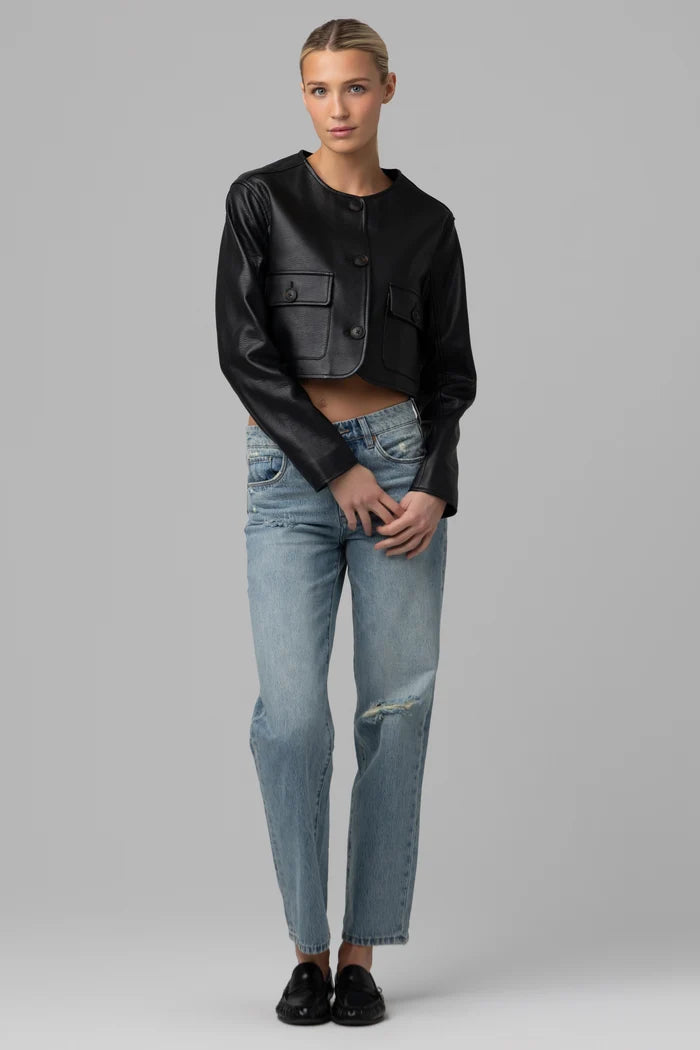 Blank NYC Collarless Cropped Blazer Jacket