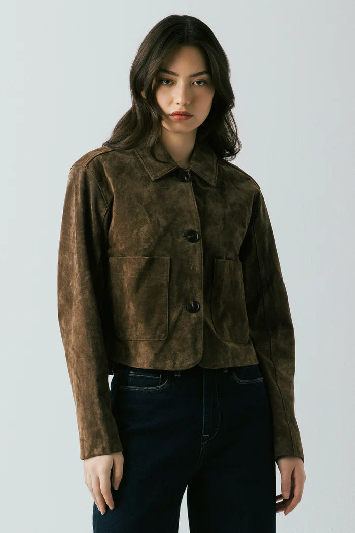 Blank NYC Real Suede Cropped Jacket