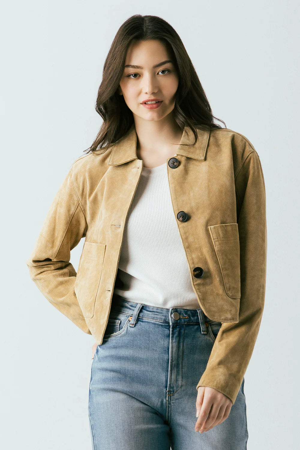 Blank NYC Real Suede Cropped Blazer Jacket