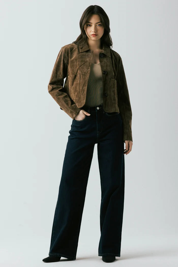 Blank NYC Real Suede Cropped Jacket