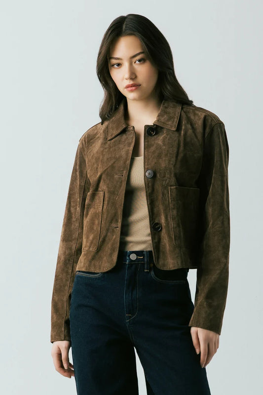 Blank NYC Real Suede Cropped Jacket