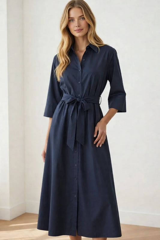 Reset Classic Collar Belted Waist Dress