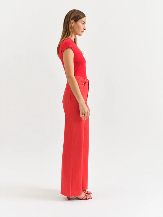 Daze Denim Farout High Rise Wide Leg Cherry Red