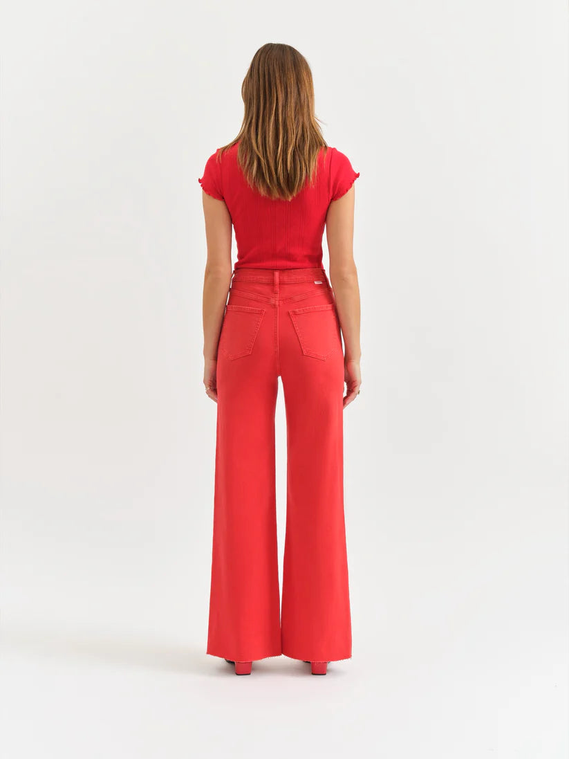 Daze Denim Farout High Rise Wide Leg Cherry Red