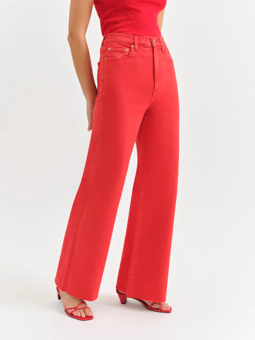 Daze Denim Farout High Rise Wide Leg Cherry Red