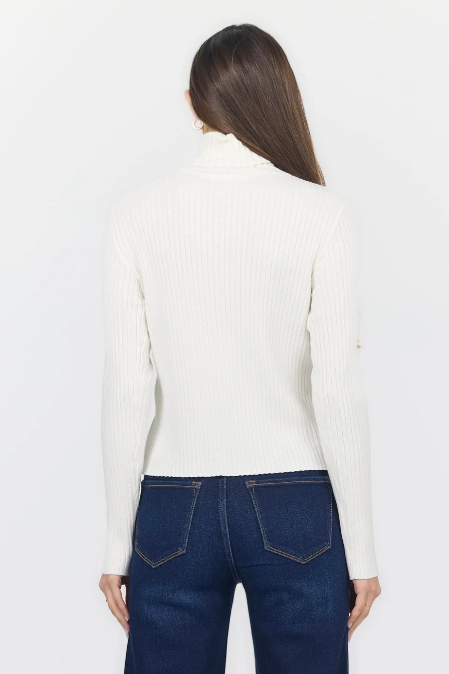 Dear John Ribbed L/S Turtleneck Sweater Ivory