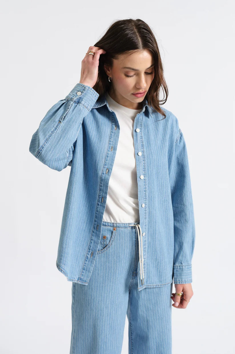 Daze Denim Haven Stripe Denim Long Sleeve Shirt