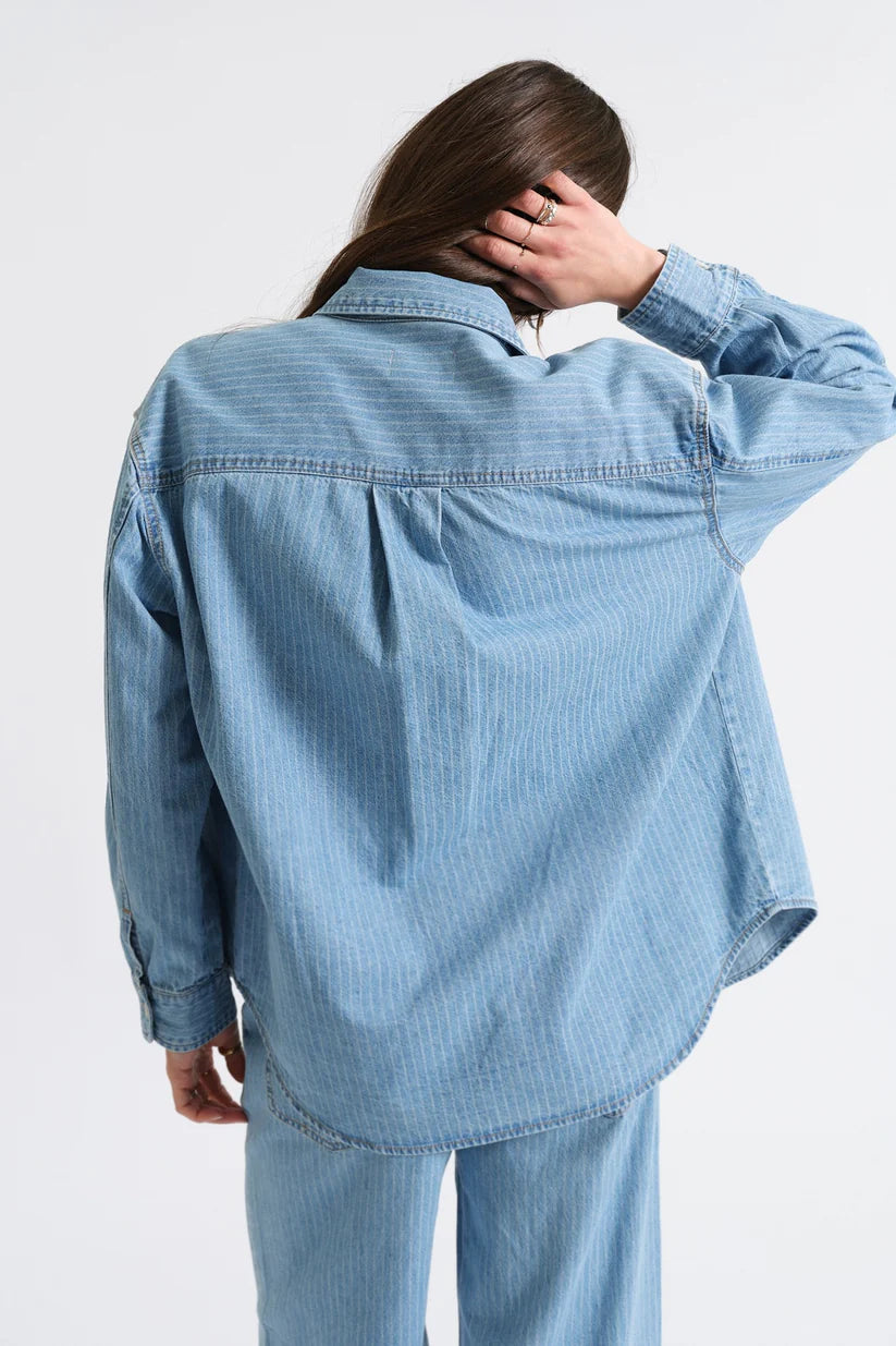 Daze Denim Haven Stripe Denim Long Sleeve Shirt