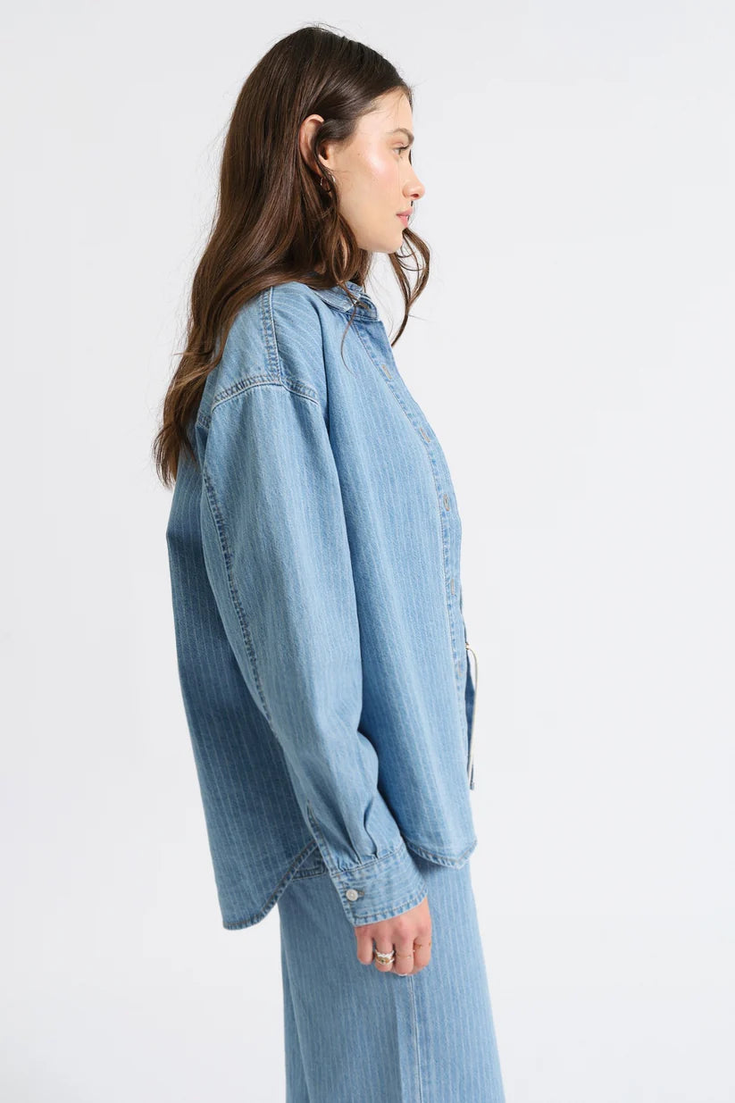 Daze Denim Haven Stripe Denim Long Sleeve Shirt